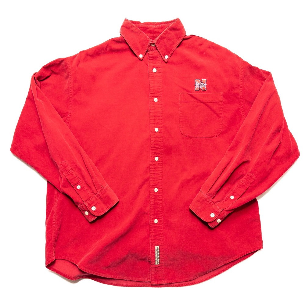 Vesi Sportswear Nebraska Cornhuskers‎ Mens L Red Corduroy Shirt